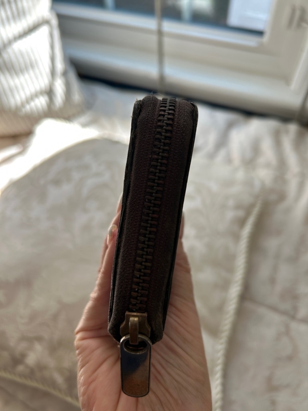7023. Authentic LV  Monogram Zip-Around Wallet in Dark Brown with Gold Hardware - Picture 5 of 9